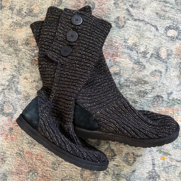 Ugg Australia cardi metallic king  Cozy Button Boots high - Picture 1 of 5